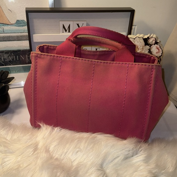 PRADA Canapa Shoulder Bag Hand Bag Canvas Pink Ladies From Japan GUC - Picture 3 of 12